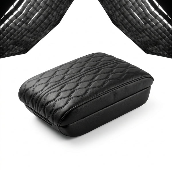 Coussin souple en cuir noir pour accoudoir central de voiture